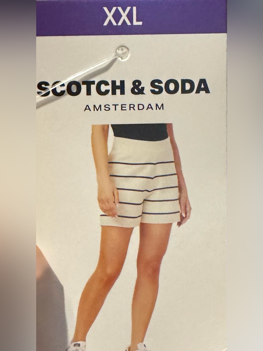 Scotch & Soda Cream and Black Striped Sweater High-Waist Women’s Shorts